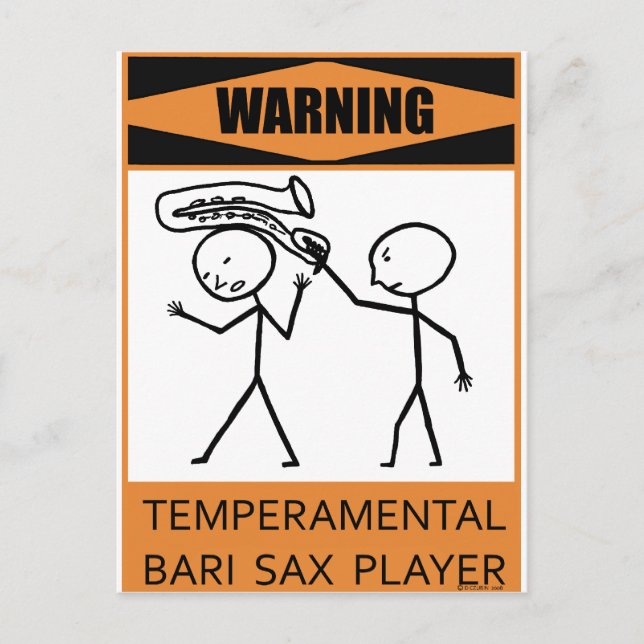 Warnung des temporären Bari Sax-Spielers Postkarte (Vorderseite)