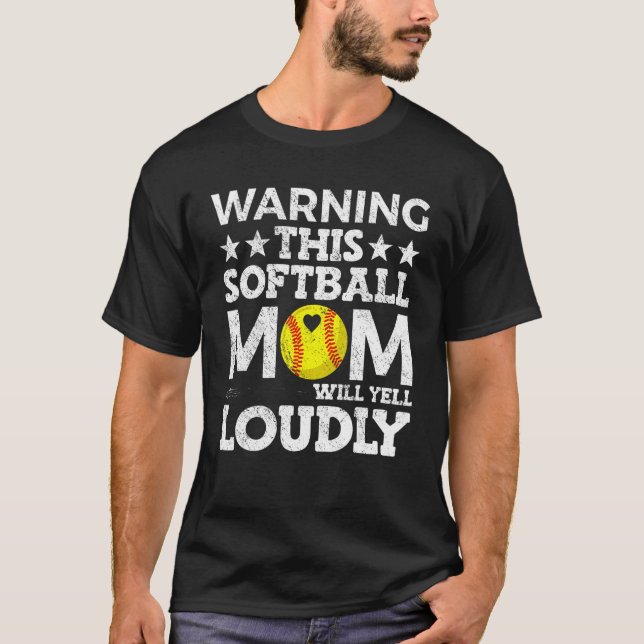 Warnung dieser Softball-Mama wird laut Yell T-Shirt (Vorderseite)