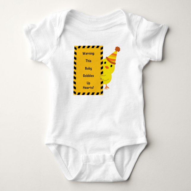 Warnung: Dieses Baby verschlingt die Herzen! Ernte Baby Strampler (Vorderseite)