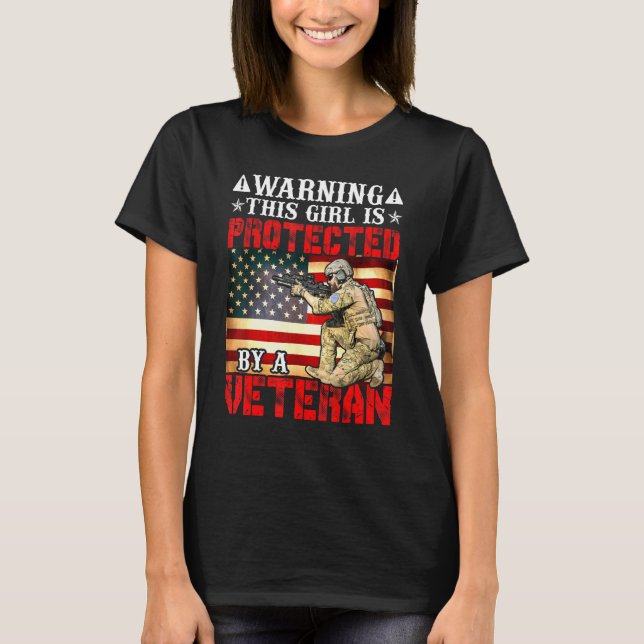 Warnung dieses Mädchen ist geschützt Veteran Veter T-Shirt (Vorderseite)