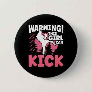 Warnung Dieses Mädchen kann MMA Kickboxen Kickboxe Button