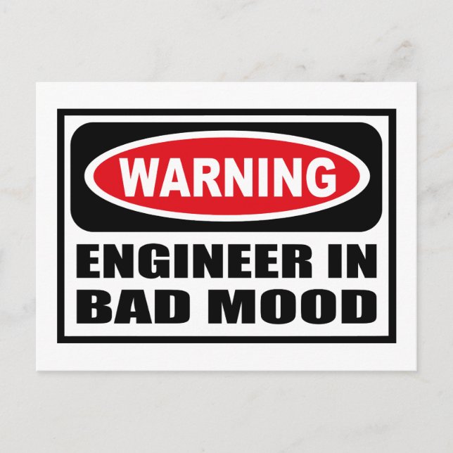 Warnung ENGINEER IN SCHLECHTER MOOD-Postkarte Postkarte (Vorderseite)