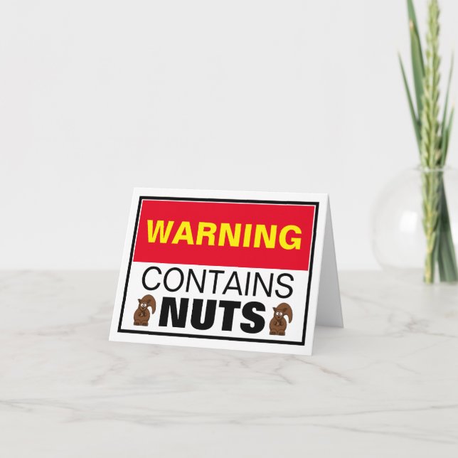 WARNUNG enthält Nuts Dankeskarte (Vorderseite)