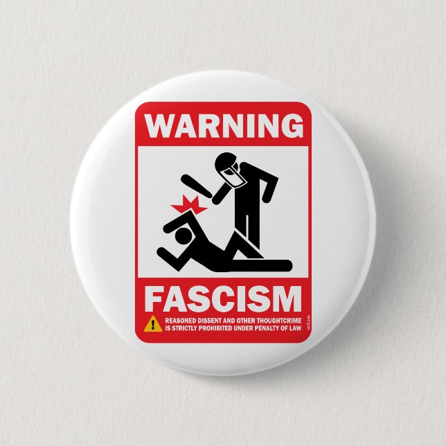 Warnung! Facism Knopf Button (Vorderseite)