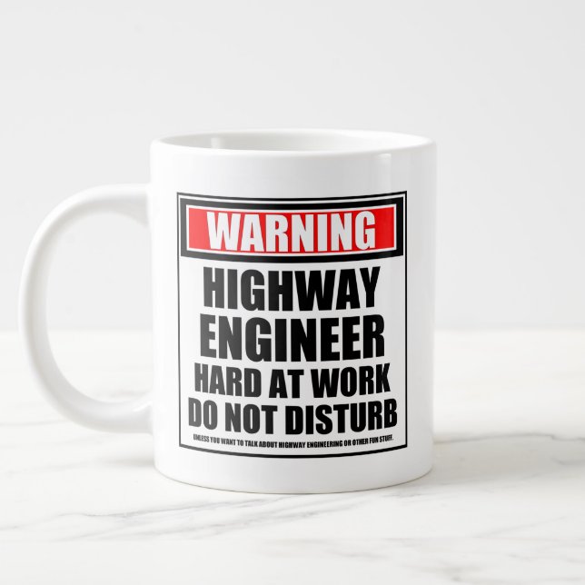 Warnung für den Straßenbauingenieur bei der Arbeit Jumbo-Tasse (Links)