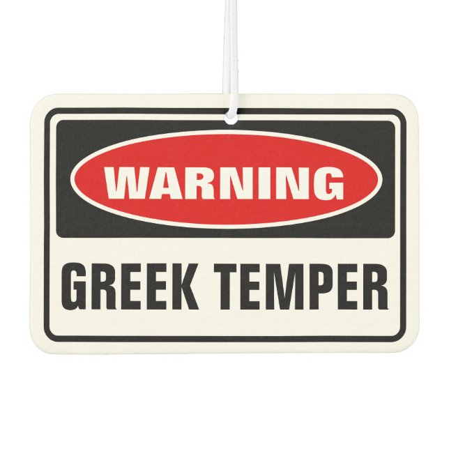 Warnung für griechischen Temper Autolufterfrischer (Vorderseite)