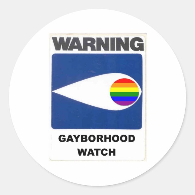 Warnung: Gayborhood Watch Runder Aufkleber (Vorderseite)