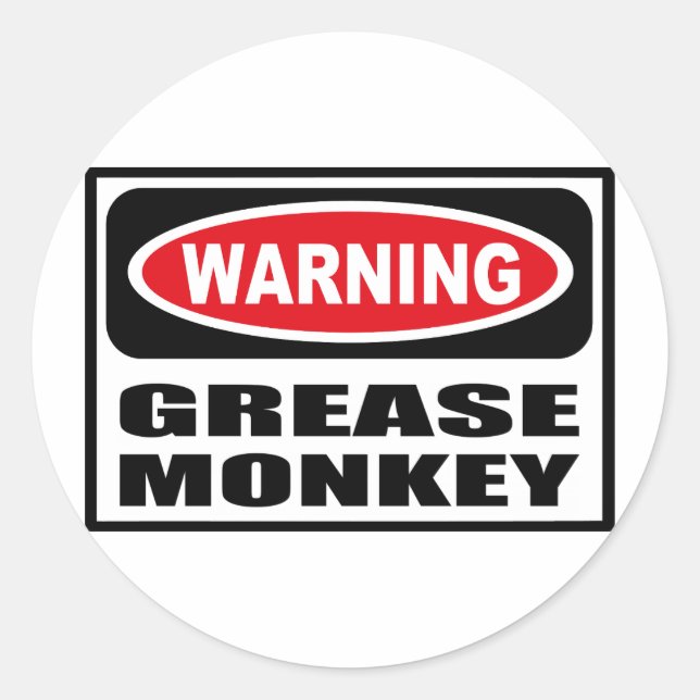 Warnung GREASE MONKEY Sticker (Vorderseite)
