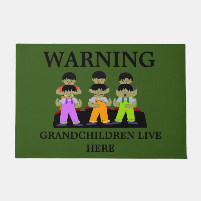 Warnung Großkinder leben hier Fußmatte (Vorderseite)