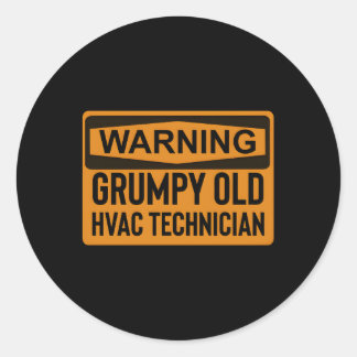 Warnung Grumpy Old Hvac Techniker Runder Aufkleber