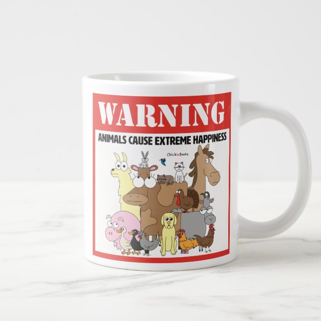 Warnung: Haustiere verursachen extremes Glück Jumbo-Tasse (Rechts)