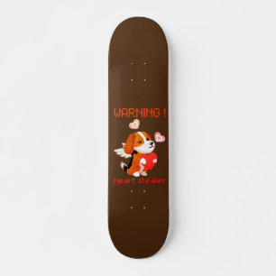 WARNUNG... HERZSTEALER niedlicher Hund Valentinsta Skateboard
