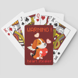 WARNUNG... HERZSTEALER niedlicher Hund Valentinsta Spielkarten