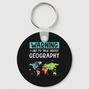 Warnung Ich rede gerne über Geografielehrer-Auto Schlüsselanhänger