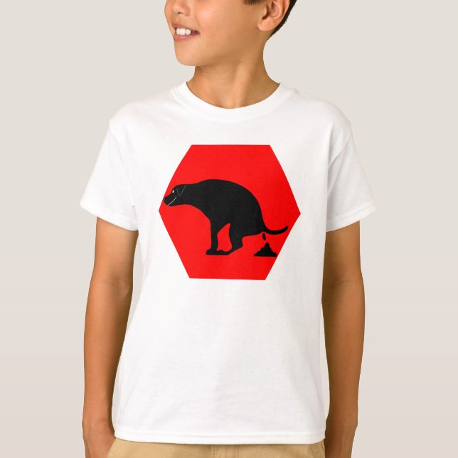 Warnung Kackend Hund T-Shirt (Vorderseite)
