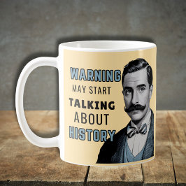 Warnung kann beginnen, über Geschichte zu sprechen Kaffeetasse