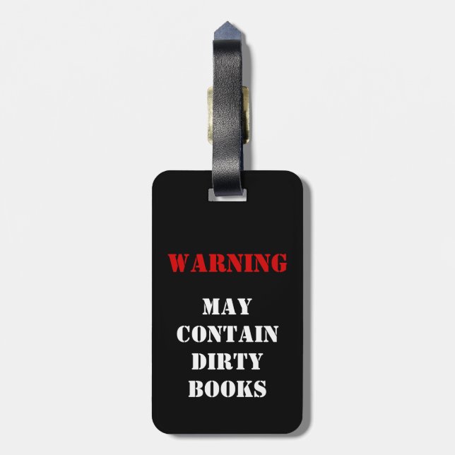 Warnung: Kann schmutzige Bücher enthalten Gepäckanhänger (Rückseite vertikal)