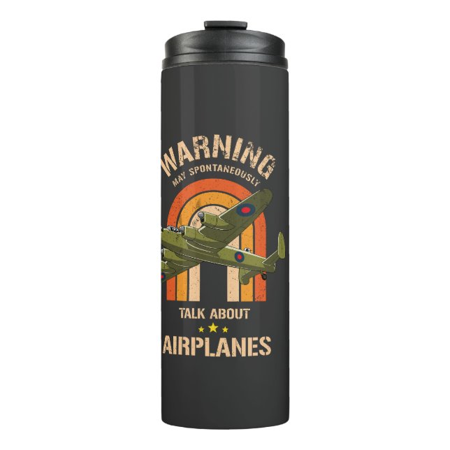 Warnung kann spontan über Flugzeuge sprechen Thermosbecher (Vorderseite)