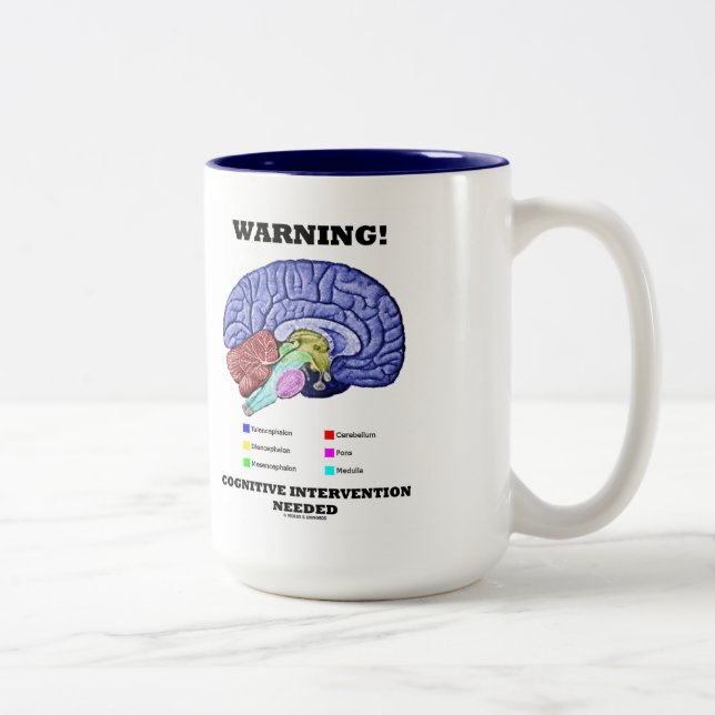 Warnung! Kognitive Eingriffe erforderten Spaß des  Zweifarbige Tasse (Rechts)