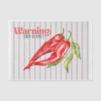 Warnung: Küchenchef ist scharf, rote Chili-Schote, Seidenpapier