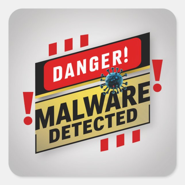 Warnung: Malware erkannt - Klicken vermeiden | Auf Quadratischer Aufkleber (Vorderseite)