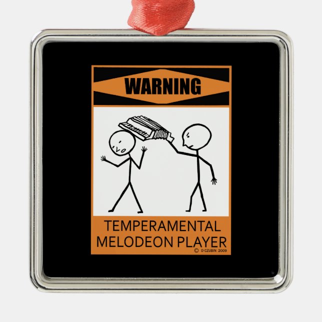 Warnung! Melodeon-Spieler Ornament Aus Metall (Vorne)