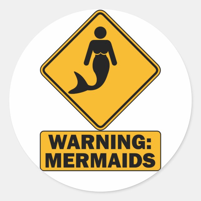 Warnung: Mermaids Runder Aufkleber (Vorderseite)