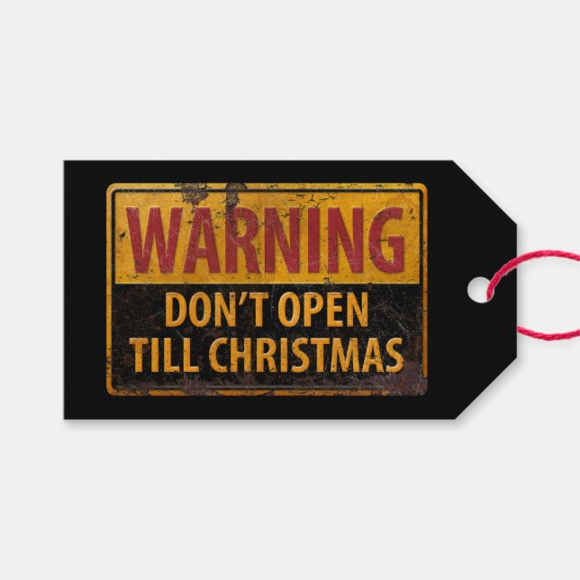 WARNUNG Nicht öffnen bis Weihnachten nicht signier Geschenkanhänger (Vorderseite (Horizontal))