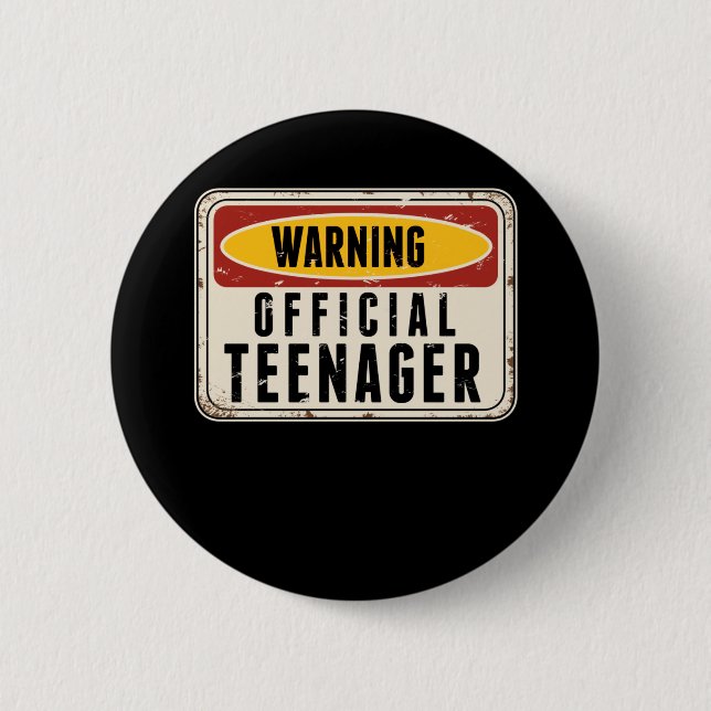 Warnung Offizieller Teenager-Jungs Mädchen 13. Geb Button (Vorderseite)
