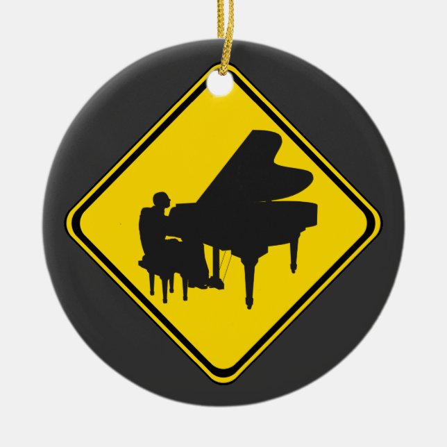 Warnung: Piano Player Ahead! Keramik Ornament (Vorne)