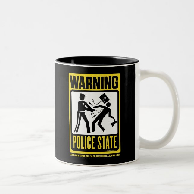 Warnung: Polizei-Staats-Tasse Zweifarbige Tasse (Rechts)