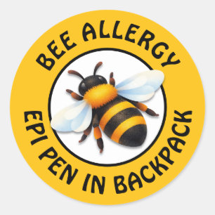 Warnung Schwer Allergie gegen Bienenstiche Alarmkn Runder Aufkleber