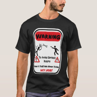 Warnung, schwere Verletzungen zu vermeiden, sagt m T-Shirt