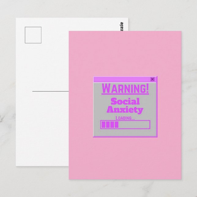 Warnung Soziale Angst Rosa Lade-Tab Postkarte (Vorne/Hinten)