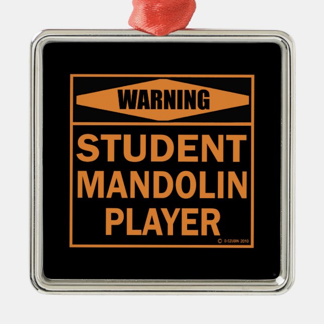 Warnung! Student Mandolin Player! Ornament Aus Metall (Vorne)