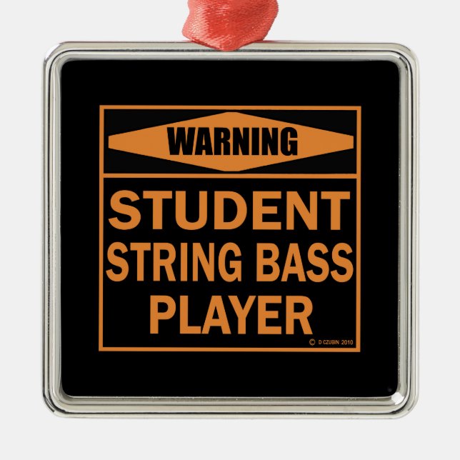 Warnung! Student String Bass Player! Ornament Aus Metall (Vorne)