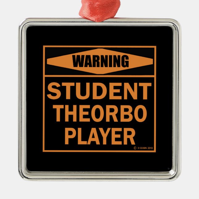 Warnung! Student Theorbo Player! Ornament Aus Metall (Vorne)