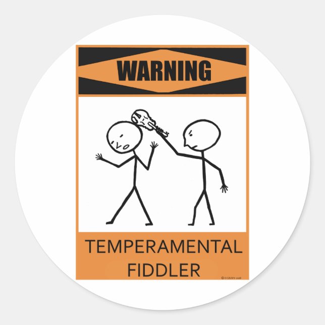 Warnung: Temperamentvoller Geiger Runder Aufkleber (Vorderseite)