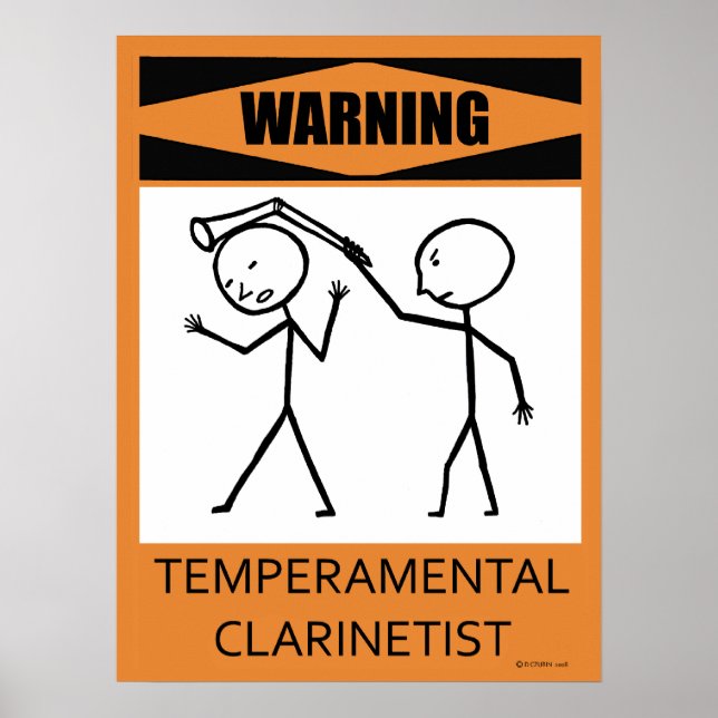 Warnung Temperamentvolles Clarinetist-Poster Poster (Vorne)