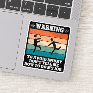 WARNUNG, um Verletzungen zu vermeiden, sag mir nic Aufkleber