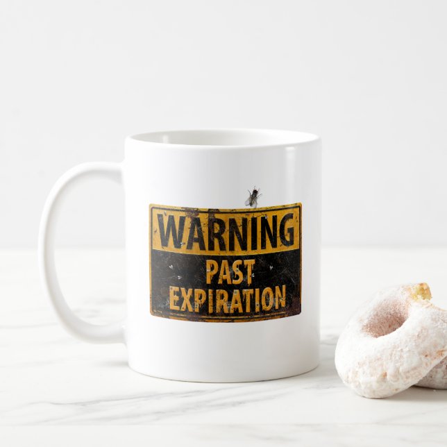 WARNUNG VERGANGENES VERLAUF - Gefahrensymbol & Fli Kaffeetasse (Mit Donut)