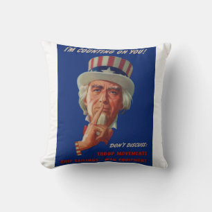 Warnung von Uncle Sam aus den 40er Jahren Kissen