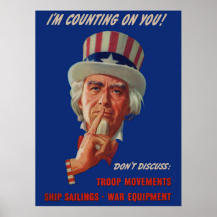 Warnung von Uncle Sam aus den 40er Jahren Poster