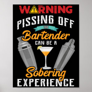 Warnung vor dem Barkeeper Funny Sarcastic Bart Poster