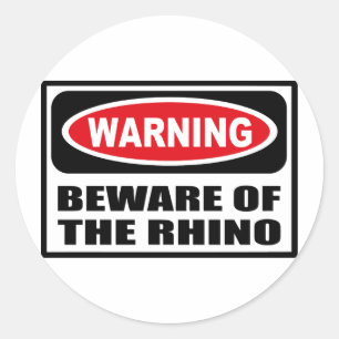 Warnung vor dem RHINO-Aufkleber Runder Aufkleber