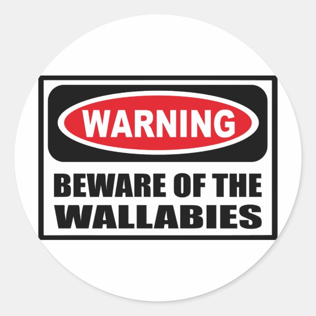 Warnung vor dem WALLABIES-Aufkleber Runder Aufkleber (Vorderseite)