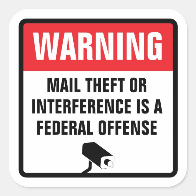 Warnung vor Diebstahl von E-Mails Bundesstaatliche Quadratischer Aufkleber (Vorderseite)
