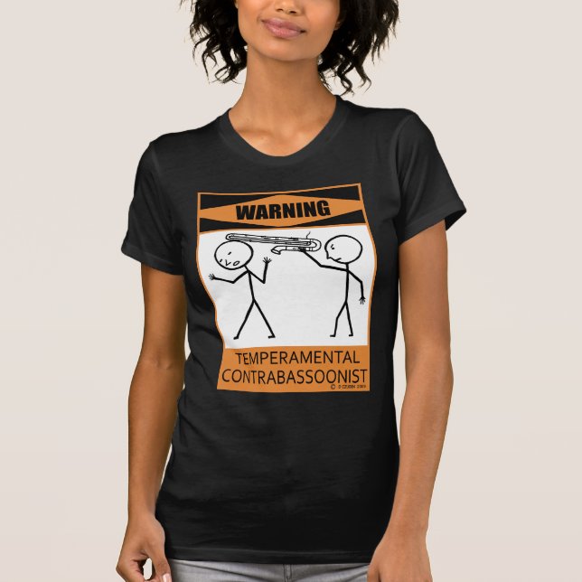 Warnung vor einem temporären Kontrabasonisten T-Shirt (Vorderseite)