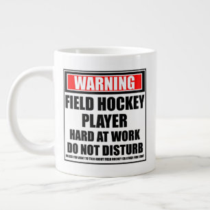 Warnung vor Feldhockey-Spielern bei der Arbeit Jumbo-Tasse