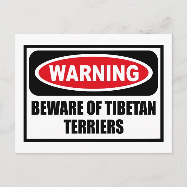 Warnung vor TIBETAN TERRIERS Postkarte (Vorderseite)